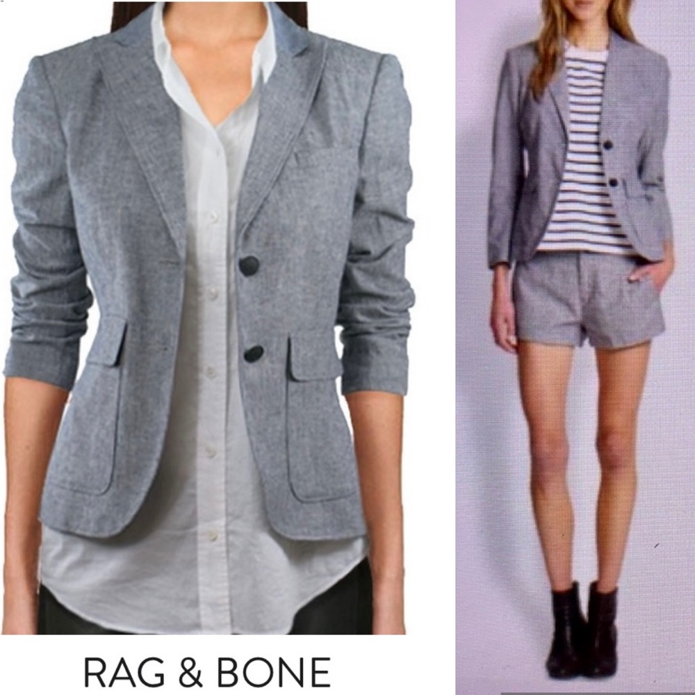 New Rag & Bone Nancy Stripe Linen Blend Blazer